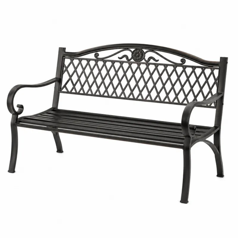 Czarna ?awka ogrodowa metalowa 127x60x85
