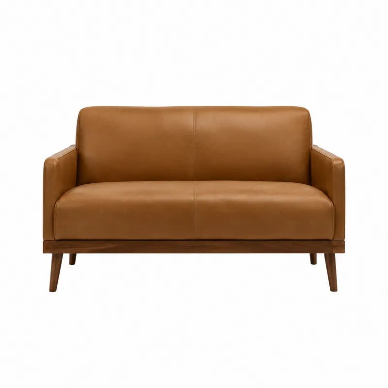 Sofa dwuosobowa sk¨®rzana br?zowa z drewna