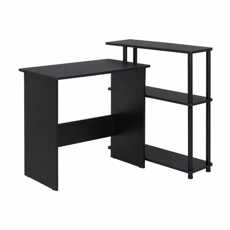 Czarne biurko z p¨®?kami z p?yty pil?niowej i metalu 120x60x75