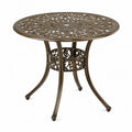St¨®? ogrodowy aluminiowy okr?g?y br?zowy z a?urowym wzorem 105