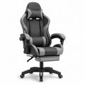 Fotel gamingowy, sk¨®ra PU, czarny/szary,
