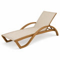 Le?ak ogrodowy teak i tkanina syntetyczna be?owy 200x60x90