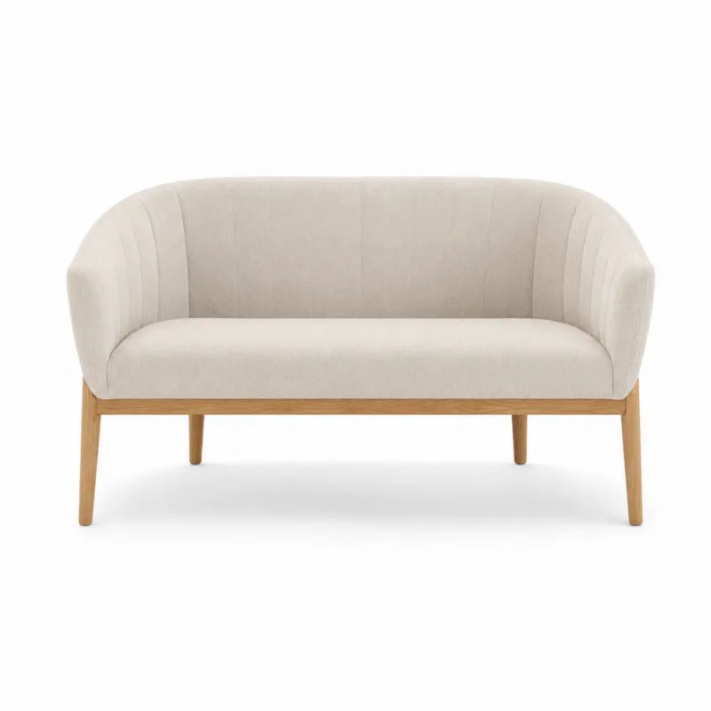 Sofa dwuosobowa tapicerowana jasnobe?owa d?b 130x75x80
