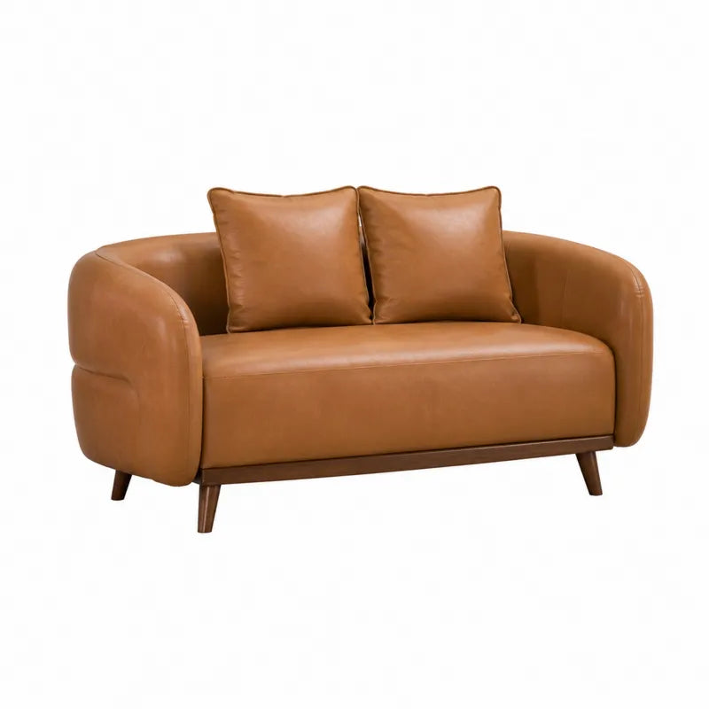 Dwuosobowa sofa ze sk¨®ry syntetycznej br?zowa 140