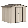 Metalowa szopa ogrodowa z podw¨®jnymi drzwiami ze stali be?owa 213x130x185