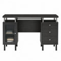 Biurko z p?yt laminowanych i element¨®w szklanych czarne 120x55x75