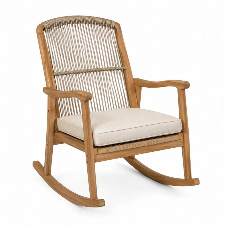 Fotel bujany ogrodowy z drewna teak z poduszk?