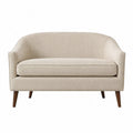 Sofa dwuosobowa z drewna i poliestru, be?owa, 140