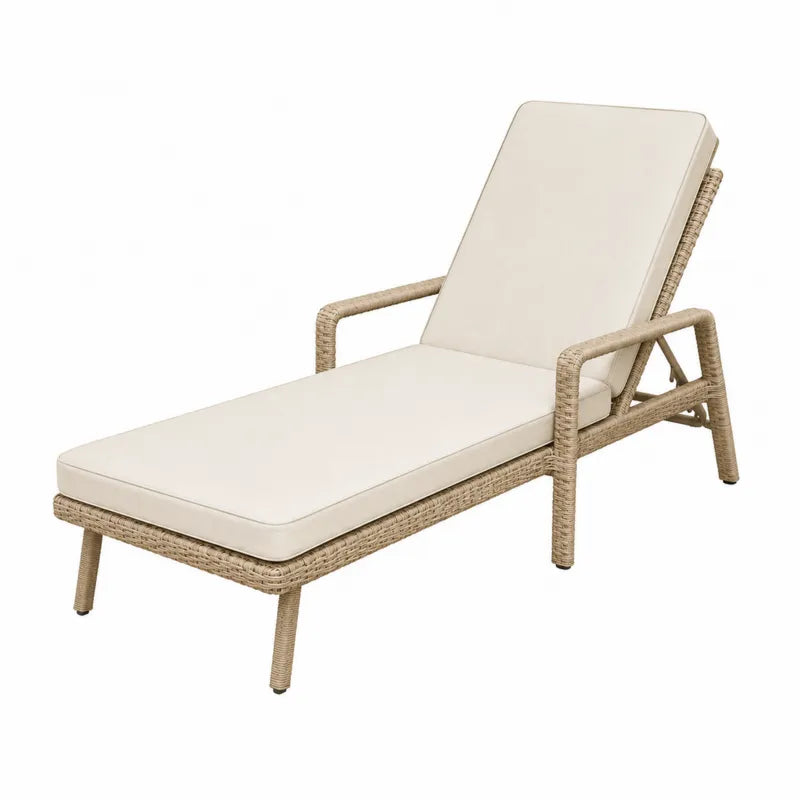 Le?ak ogrodowy rattanowy, be?owy, 200 cm x 65