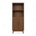 Szafka drewniana z p¨®?kami i drzwiami orzechowa 180x60x40