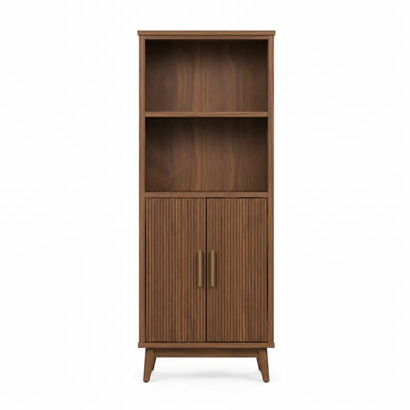 Szafka drewniana z p¨®?kami i drzwiami orzechowa 180x60x40